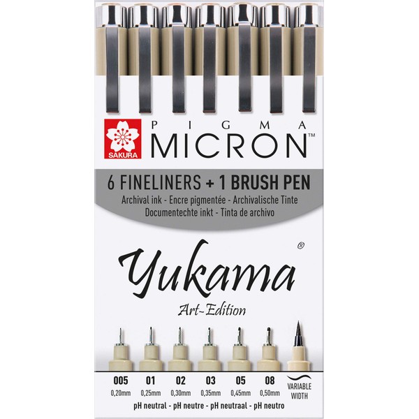 Sakura Pigma Yukama® Art Edition, 6 x Pigma Micron Fineliners