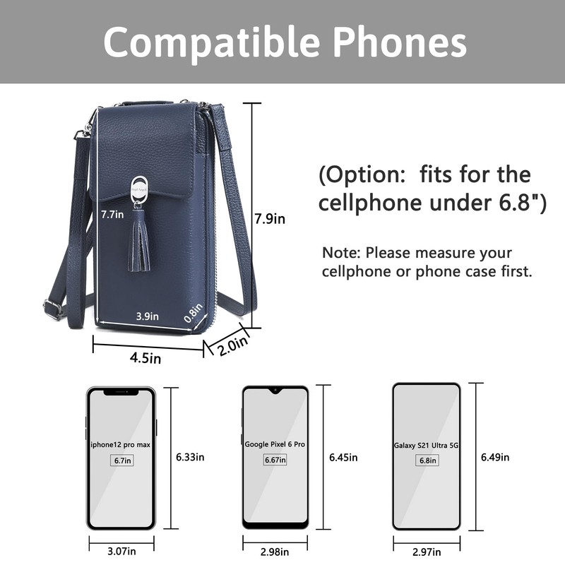 Genuine Leather Crossbody Cellphone Bag for Women RFID Blocking Phone