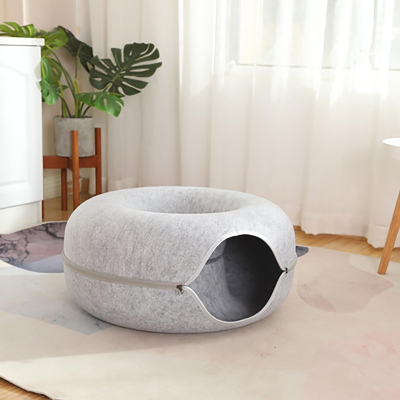 iCAGY Large Cat Tunnel Bed Toys for Indoor Cats (Grey,