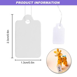 Price Tags Pendants Pack of 500 Price Labels Jewellery with String White Hanging Tags for Jewellery Display (23 x 13 mm)
