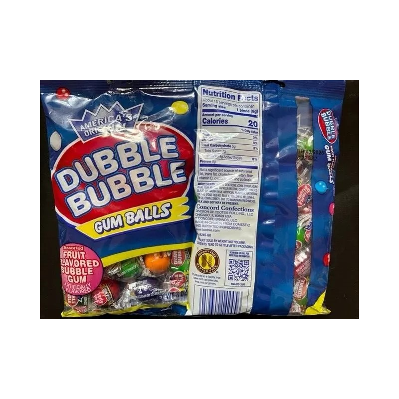 Dubble Bubble Gum Balls- Assorted FRUIT Flavored Individually Wrap Balls-