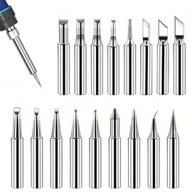 JAONLD 17-Piece Soldering Iron Set, 900M-T Soldering Tip, Copper, Soldering Iron Tips, Lead-Free Soldering Tip, Lead-Free Soldering Socket for Soldering Station, Welding, Soldering etc. (Silver)