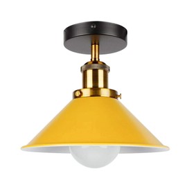 DC Voltage Modern Industrial Metal Semi Flush Mount Ceiling Light 22cm Light Shade, E27 Base Lamp Holder for Kitchen Living Room Corridor Hallway Office