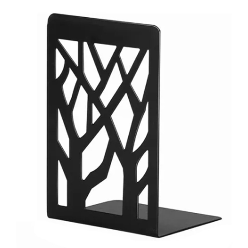 2 Pairs Tree Design Book End Iron Retro Black Decorative