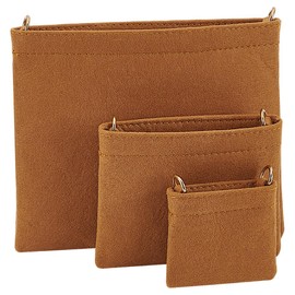 WADORN 3Pcs 3 Sizes Felt Purse Insert Organizer, Envolope Bag Felt Organizer Purse Insert for LV 3-in-1 Envelope Bag Handbag Crossbody Bag Conversion Inserts with D Ring for Envelope Handbag, Brown