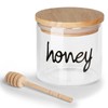 Clear all Glass Honey Jar with Silicone Sealing Dipper and
