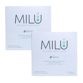 MILU | Kit 2 Colágenos Hidrolizados con Magnesio y Vitamina C - En Polvo | 60 Porciones en total | 30 sobres individuales de 11 g (2 cajas) | Suplementos Alimenticios Sin Saborizante - Sin Olor - Sin Azúcar | Péptidos de Colágeno Porcino
