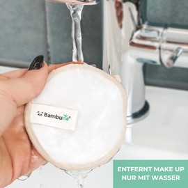 Bambuna® Washable Make-Up Pads (Pack of 18) with Elegant Bamboo Box and Wash Bag Super Soft and Sustainable Reusable Cotton Pads - Washable Make-Up Removal - Optimal Makeup Removal