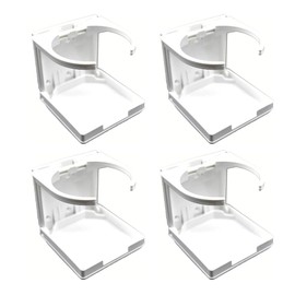MARINE CITY Adjustable Arms Folding Cup Drink Holder - White ABS Plastic, Fits 2-5/8 to 3-1/2 Inches - Perfect for Ships, Marines, Watercrafts, and RVs - Pack of 4