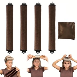 Rizador de Pelo Sin Calor, 4pcs Tubos para Cabello, Rizador de Cabello, con Bufanda de Seda Suave, Sin Dañar el Cabello, Heatless Curls, con Bufanda para el Pelo (Marrón, Mediano)