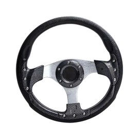 Golf Cart Steering Wheel,Universal Modified Golf Cart Skid Steering Wheel,for Club Car EZGO RXV and TXT, Yamaha, Precedent Tempo (Blackkgrid)