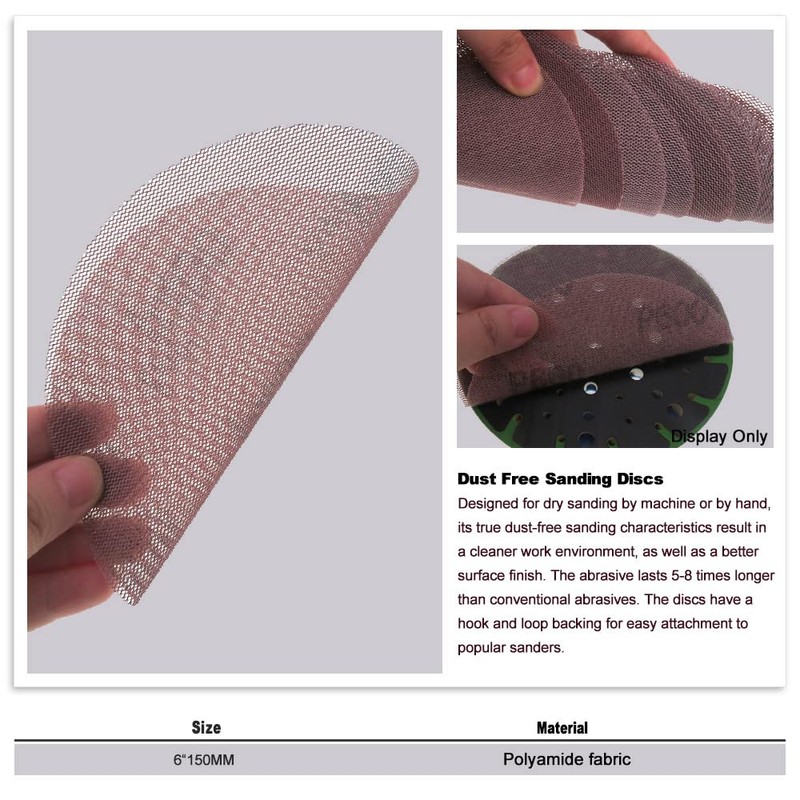 5 Pack 6 Inch 150 mm Mesh Sanding Discs Hook