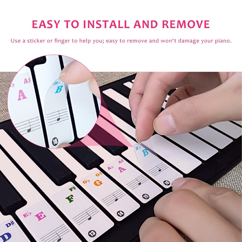 Pegatina de piano, removible, transparente, para teclado de piano 61/88
