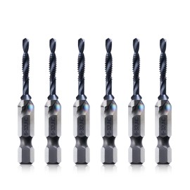 Kraftek 6-32NC Combination Drill and Tap Bit Set, Ultra TiAlN Coating M2 Drill Tap Set for One-Step Drilling, Tapping, and Deburring, 6-32NC 6pack
