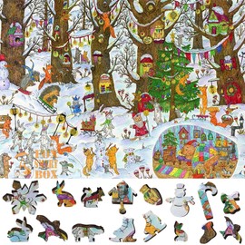 FoxSmartBox Wooden Jigsaw Puzzle for Adults by FoxSmartBox -245 pieces- Fairy Forest. Winter