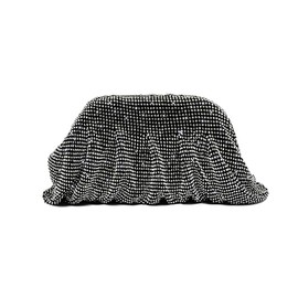 Miuco Rhinestone Clutch Purses For Women Crystal Evening Bag Dumpling Bags Handbag With Chain Black