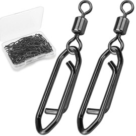 TOKUTSURI Power Fishing Clips Quick Change Snap Swivels Fishing Saltwater Freshwater Barrel Swivel Speed Clips Topwater Snaps Fishing Tackle Black 65Lbs 40Pcs