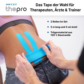 ARTZT thepro Kinesiology Tape | Skin-friendly, Hypoallergenic & Waterproof | For Sports & Physiotherapy | Material: Cotton | Dimensions: 5 m x 5 cm | Set of 2 | Colour: Black/Red