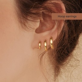 ALEXCRAFT14k Small Huggie Gold Hoop Earrings Set for Women Men 925 Sterling Silver Hypoallergenic Cubic Zirconia Earrings Multiple Piercings 6 Pairs 12/14/16 mm