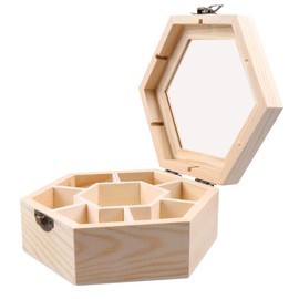 HEALLILY 1 x Wooden Jewellery Box Jewellery Box Jewellery Box Hexagonal Storage Box Jewellery Container with Lid for Birthday Wedding Party Gift