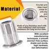Rustark 50 Pcs 1/4-20'' UNC 304 Stainless Steel Rivet Nuts