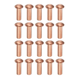 sourcing map 150 Pcs Copper Solid Rivets, 0.12"x0.31" Half Round Head Rivet Metal Fasteners for Electrical Applications, Leather DIY Craft Supplies (M3x8)