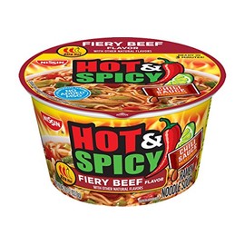 Nissin Noodle Bowl, Hot and Spicy Fiery Beef, 3.3 Ounce (Pack of 6)