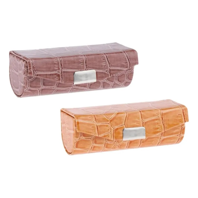 Estuche De Lápiz Labial Individual De Pu Marrón Anaranjado
