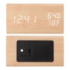 Triangular Digital Wooden Clock Time Date Temperature Humidity Display Alarm