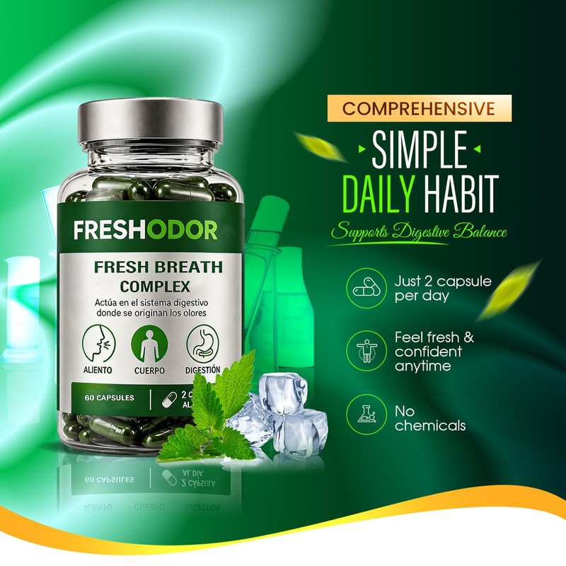 Chlorophyll Capsules, Freshodor Para Mal Aliento with Chlorophyll Mint Parsley,