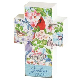 Dicksons Joshua 24:15 Floral Red Cardinal 4 inch MDF Table Top Cross