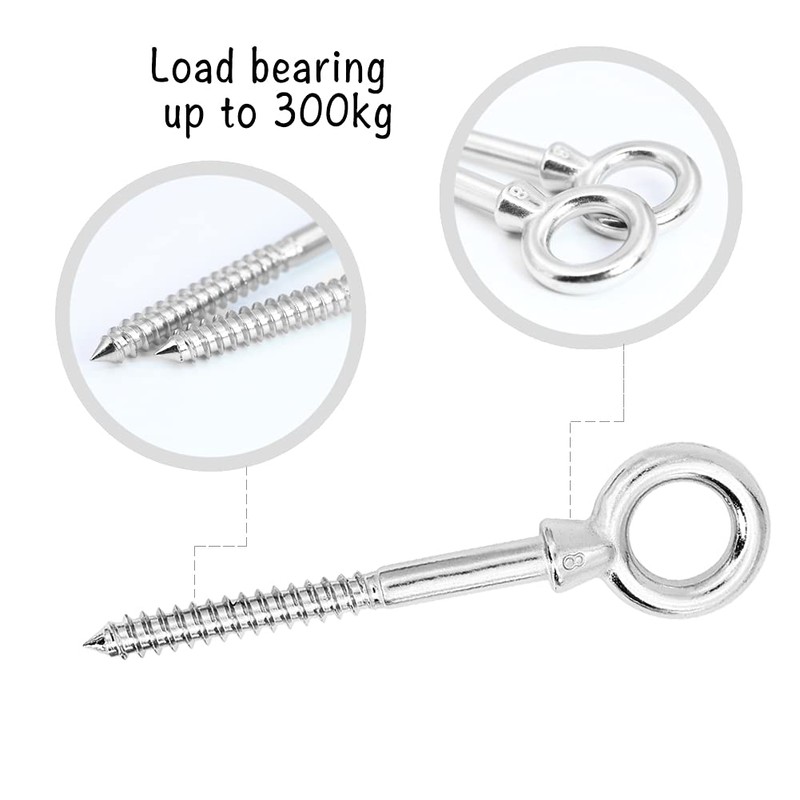 Boerni Hammock Set, 3 Eye Shaped Screws with 3 Carabiner
