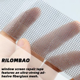 RILOMBAO 2IN Wide (16.4Ft/5.46Yd/Roll) Window Screen Repair Tape for Windows or Doors, 3-Layer Design - Adhesive Fiberglass Mesh Patch Waterproof Tape, Easy to Cut & Apply, Gray, 1 Roll