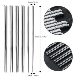AOOSY 5 Pairs Stainless Steel Chopsticks,Premium Reusable Metal Chopsticks,Dishwasher Safe Lightweight Metal Chop Stick Utensils,Gift Set,Easy to Use -24CM