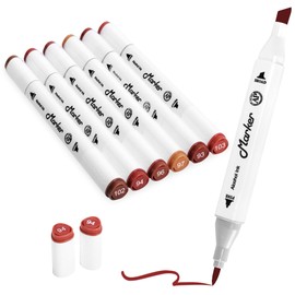 Skin Tone Alcohol Markers, 6 Pack Dual Tips Soft Fine Tip and Broad Tip Permanent Art Marker for Artists Adults Kids Coloring Drawing Illustration Sketching Painting (Skin Tone2)