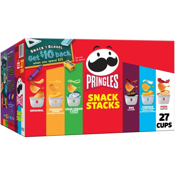 Pringles Snack Stacks Variety Pack Potato Crisps Chips, Lunch Snacks,
