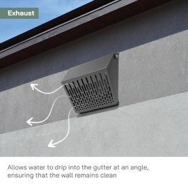 Vent Systems 4" Inch Exhaust Vent Cover with Rubber Gasket - Graphite Black Galvanized Steel - Robust Weatherproof Outdoor Air Exhaust Box - Duct or Surface Mounting - Rain and Snow Protection