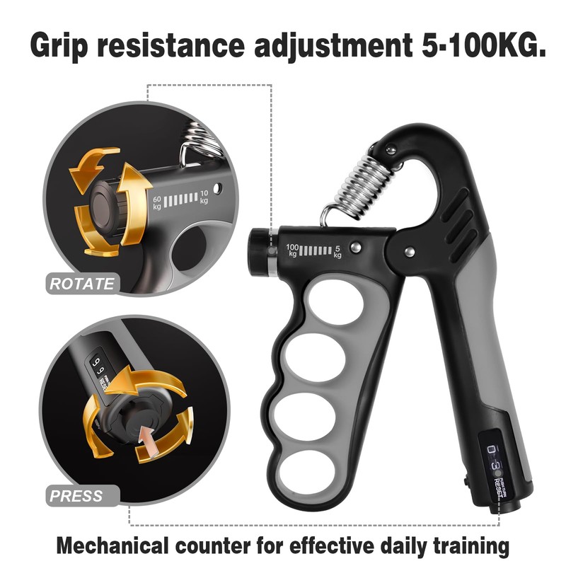 Takzop Grip Strength Trainer, Adjustable Forearm Resistance from 11 lbs