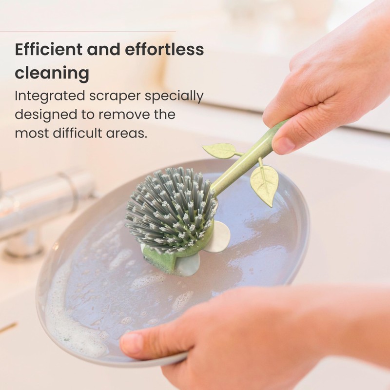 Vigar Florganic Daisy-Shaped Dish Brush with Vase Dish Brush Holder,