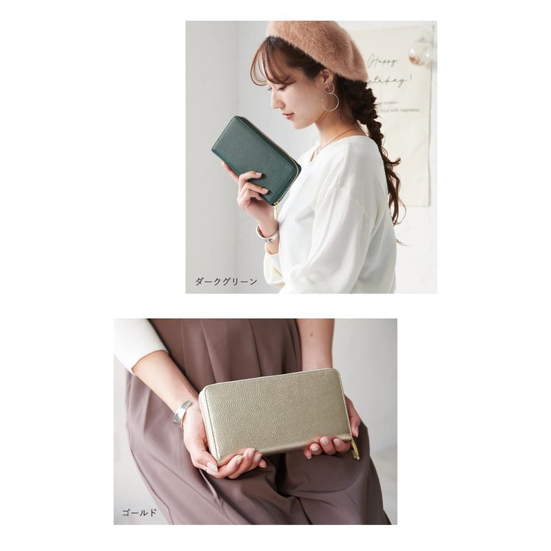 LIZDAYS Women's Long Wallet, Skimming, Prevents Skimming, Genuine Leather, grey