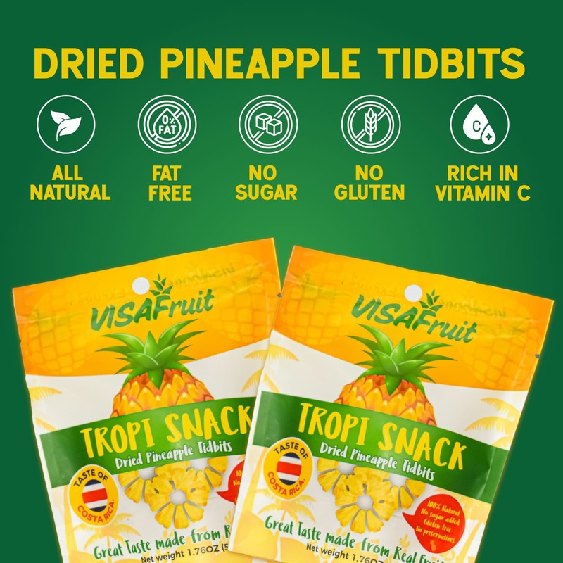 TropiSnack Simply Natural Dried Pineapple Tidbits No Added Sugar Gluten