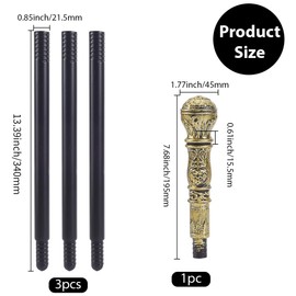 GORGECRAFT Antiker Viktorianischer Gehstock Vintage Gehstock 146.6cm Lang Kostüm Gehstock Kunststoff Punk Requisite Rollenspiel Zepter Mit Goldenem Kupferfarbenem Oberen Knopf Cosplay Requisite