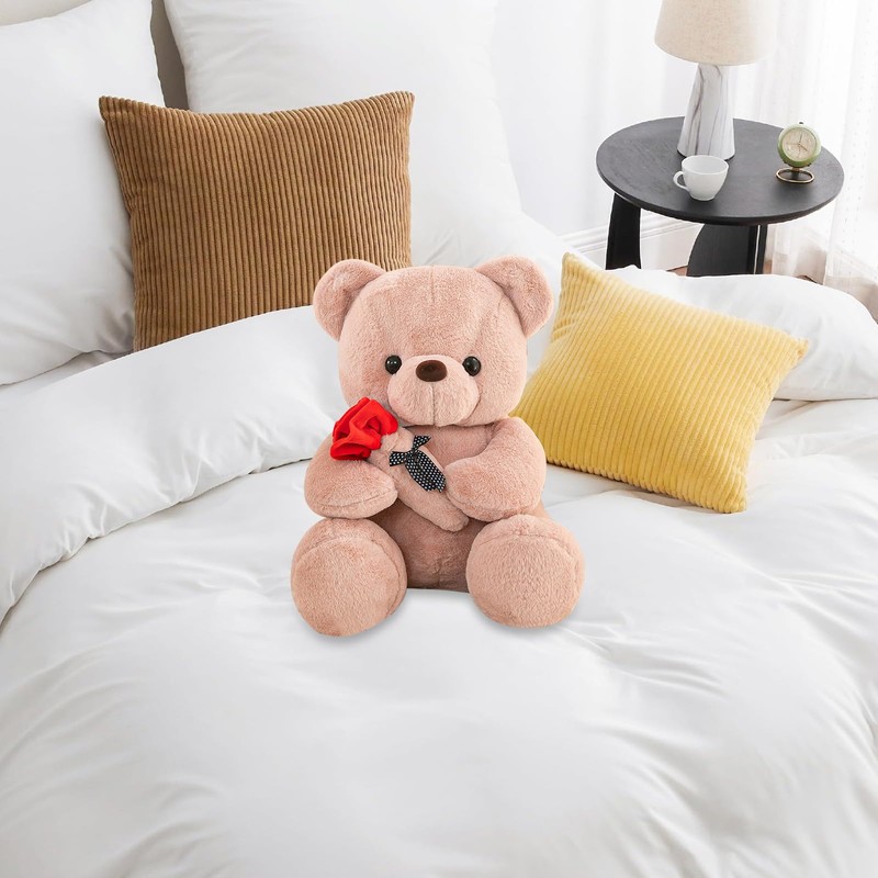 Teddy Plush Bear, 25 cm Teddy Bear with Rose, Teddy