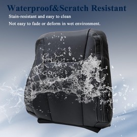 NLQR Front Driver Side Top Back Replacement Seat Cover Microfiber Leather Perforated Black Compatible with Ford F-150 2015 2016 2017