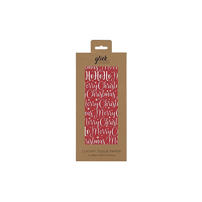Merry Christmas Red White Script Christmas Glick Tissue Wrap Wrapping