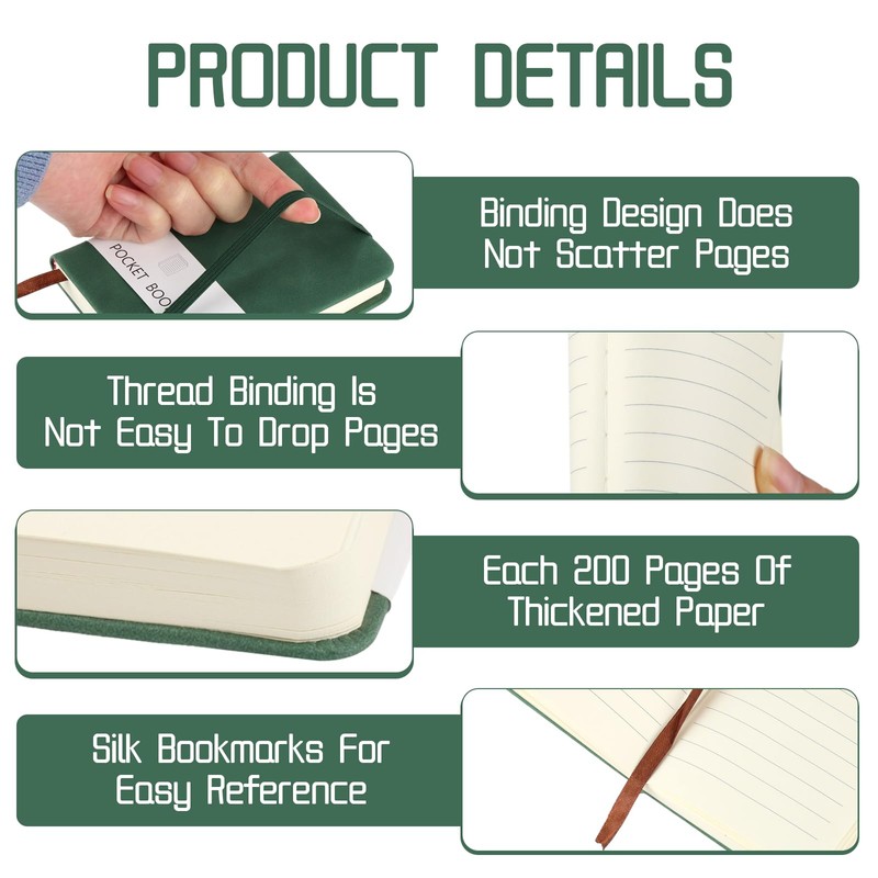 Pack of 2 Small Notebook Hardback Notebook A7 Notepad Small