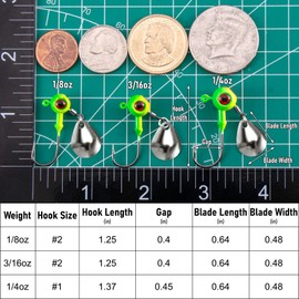 Alwonder 20-Pack Underspin Jig Heads for Fishing, Stand Up Crappie Bass Fishing Jig Heads with Spinner Blade, Walleye Jigs Trout Panfish Lures Jig Head Hooks Freshwater Saltwater 3/16oz