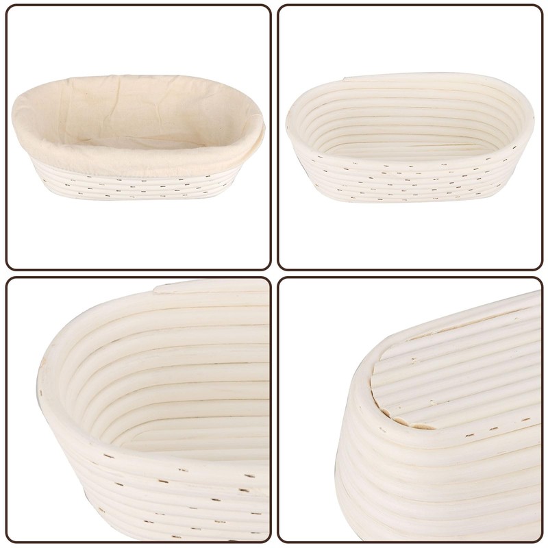 ASelected Oval Bread Rising Basket 25Cm With Scraper Brush Cloth
