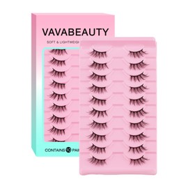 Half Lashes Natural Look Cat Eye Half False Eyelashes Accent Short False Eyelashes Strips Faux Mink Lash Wispy Lashes Strips 10 Pairs Pack Corner Wispy End Half Lashes Cateye C Curvature