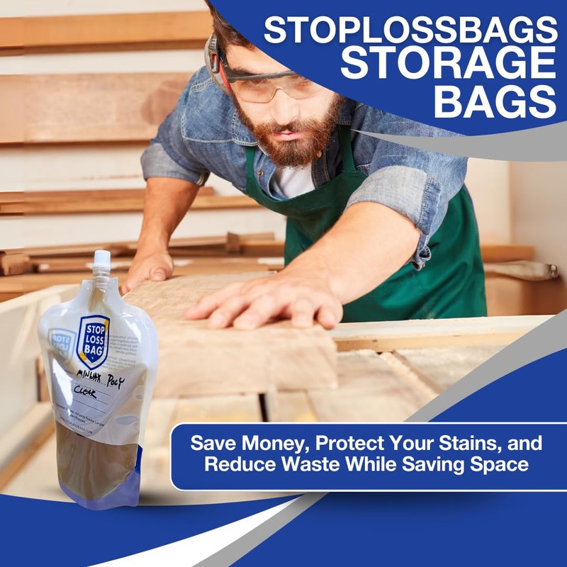 StopLoss Bags 8-Pack for Wood Stains & Finishes with Funnel